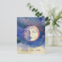 Postal Blue Moon Watercolor Cute Vintage Witchen Celestia