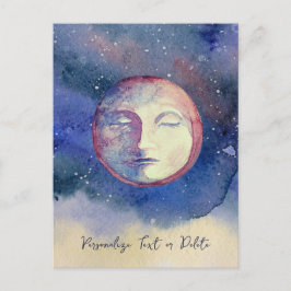 Postal Blue Moon Watercolor Cute Vintage Witchen Celestia