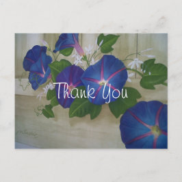 Postal Blue Morning Glory Flowers Gracias