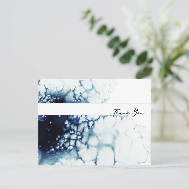 Postal Blue Nautical Destination Wedding Gracias (Anverso de pie)