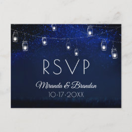 Postal Blue Night Silver Mason Jar String Luces RSVP