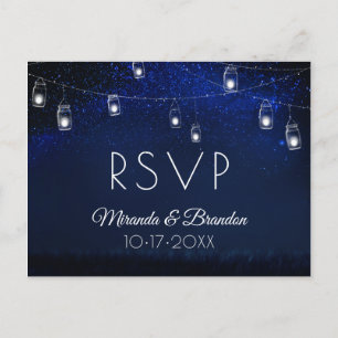 Postal Blue Night Silver Mason Jar String Luces RSVP