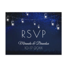 Blue Night Silver Mason Jar String Luces RSVP