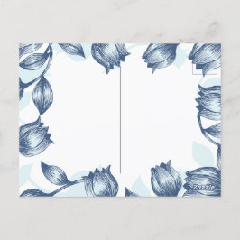 Postal Blue Pastel Elegance: Tulip Silhouette Floral Patt