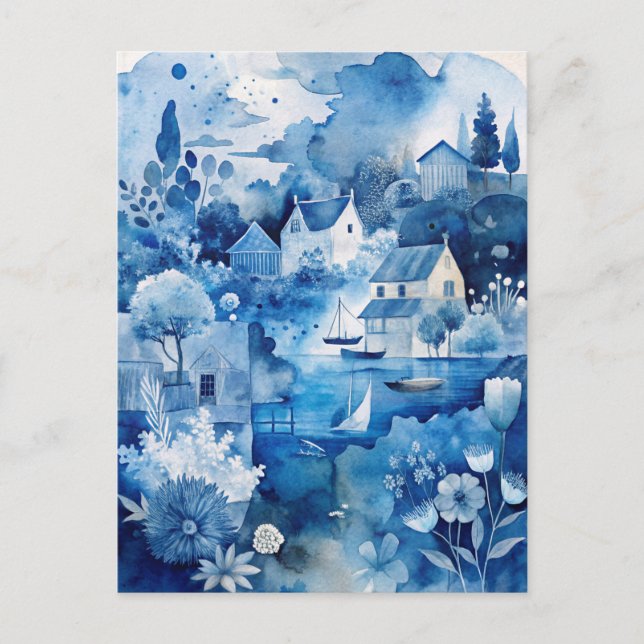 Postal Blue Peaceful Coastal Nautical Seaside Cottages  (Anverso)