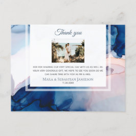 Postal ~ Blue Pink AR17 - Elegant Wedding Gracias