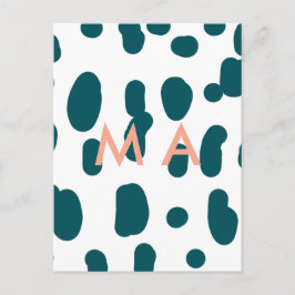 Postal Blue polkadot orange pastel monogram man letter pa