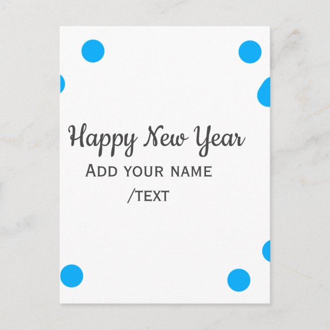 Postal Blue polkadots happy new year add name messasimple (Anverso)