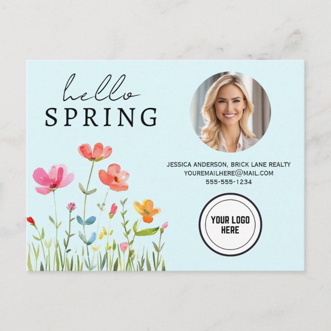 Postal Blue Professional Hello Spring Real Estate (Anverso)