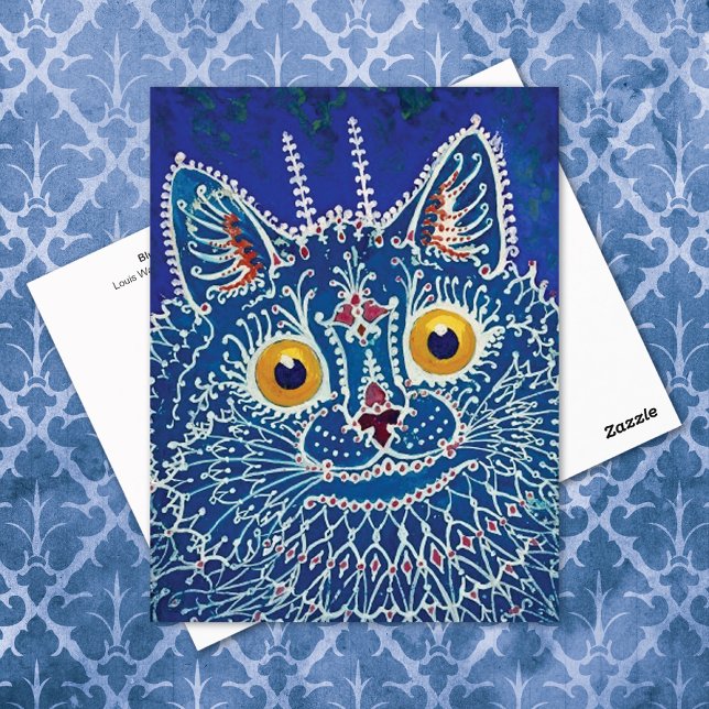 Postal Blue Psychedelic Cat Louis Wain (Subido por el creador)