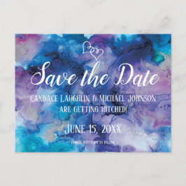 Postal Blue Purple Watercolor Wedding Save the Date