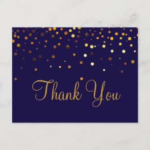 Postal Blue Purpurina de oro barato de moda gracias