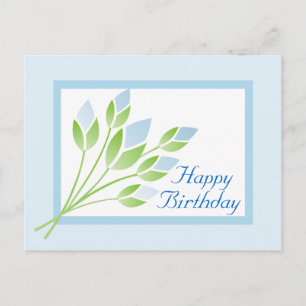 Postal Blue Rosa Buds Happy Birday Postcard