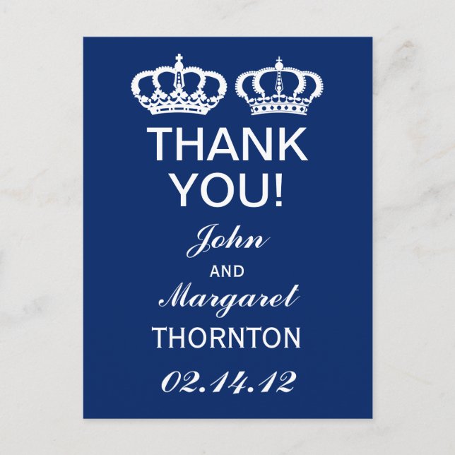 Postal Blue Royal Couple Gracias (Anverso)