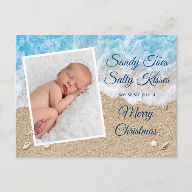 Postal Blue Sandy Toes Salty Kiss Feliz Navidad (Anverso)