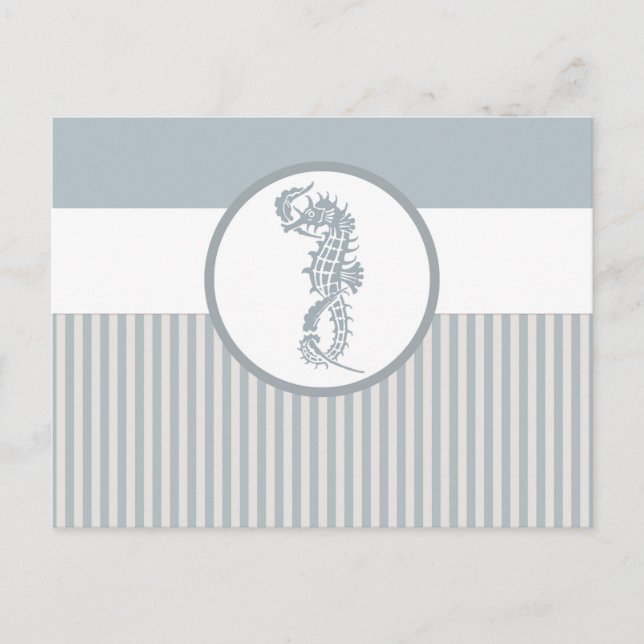 Postal Blue Seahorse Blue Classic Nautical Elegant (Anverso)