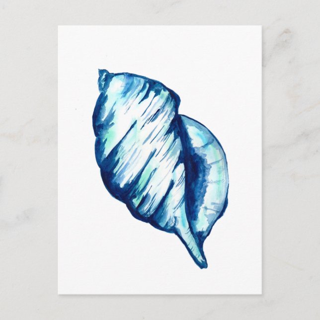 Postal Blue Seashell Watercolor (Anverso)