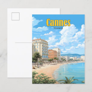 Postal Blue Sky en Cannes Francia Viaje de Vintage