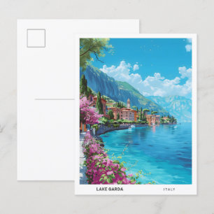 Postal Blue Sky en el lago de Garda Italia Viajes de époc