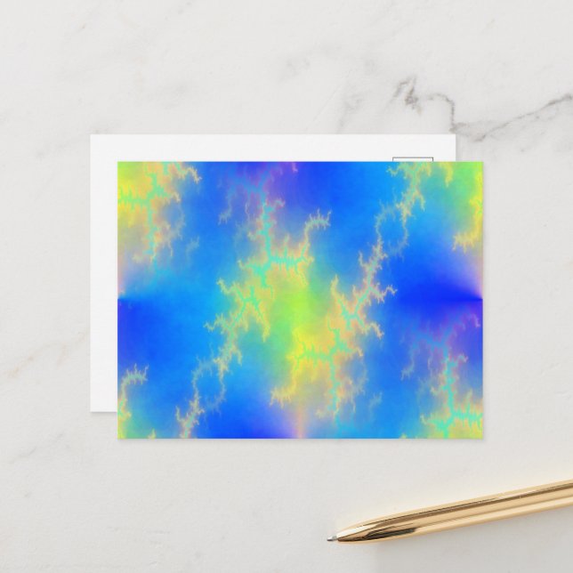 Postal Blue Sky y Golden Yellow Lightning Bolts (Anverso/Reverso In Situ)