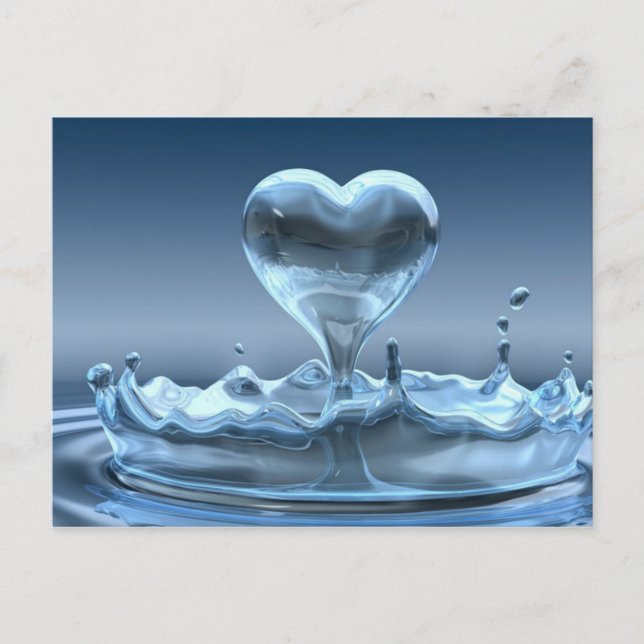 Postal Blue Splash Of Heart Postcard (Anverso)