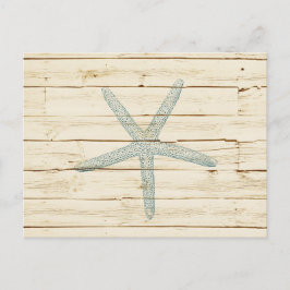 Postal Blue Starfish Faux Cream Wood Beach