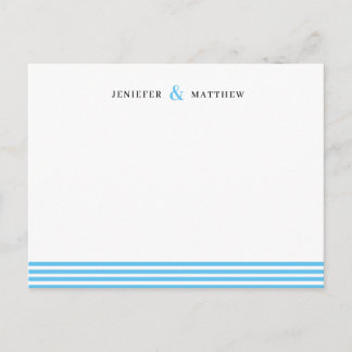 Postal Blue Stripes Couples Personalized Statione