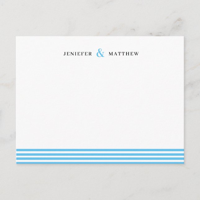 Postal Blue Stripes Couples Personalized Statione (Anverso)