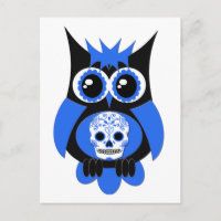 Postal Blue Sugar Skull Owl