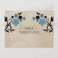 Blue Sweet Vintage Floral Table Number Postcard