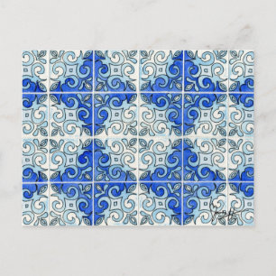 Postal Blue Tile Design 2 - Swirls