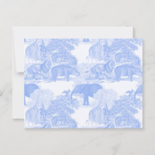 Postal Blue Toile Jungle Animals Safari Chinoiserie
