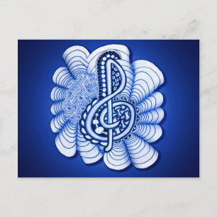 Postal Blue Treble Clef Music Art