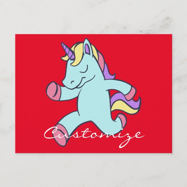 Postal Blue Unicorn Running Thunder_Cove (Anverso)