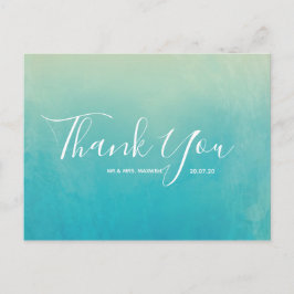 Postal Blue Watercolor Beach Wedding Gracias