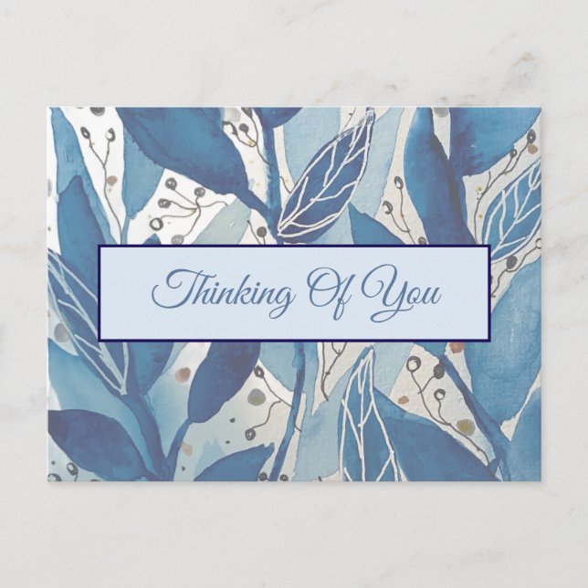 Postal Blue Watercolor Leaf Thing (Anverso)