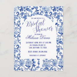 Postal Blue & White Chinoiserie Bridal Shower Invitation