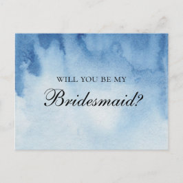 Postal Blue Will eres mi dama de honor. acuarela moderna