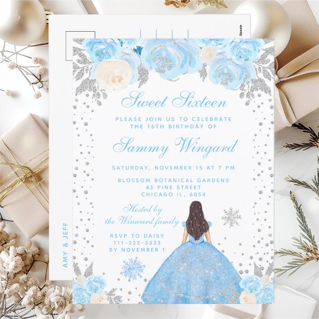 Postal Blue Winter Brunette Hair Princess Dulce (Subido por el creador)