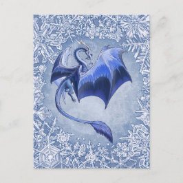 Postal Blue Winter Dragon Fantasy Nature Art