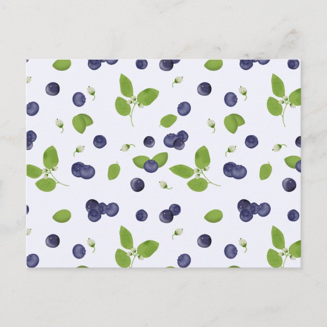 Postal Blueberries Watercolor Blueberry Blossoms Foliage (Anverso)