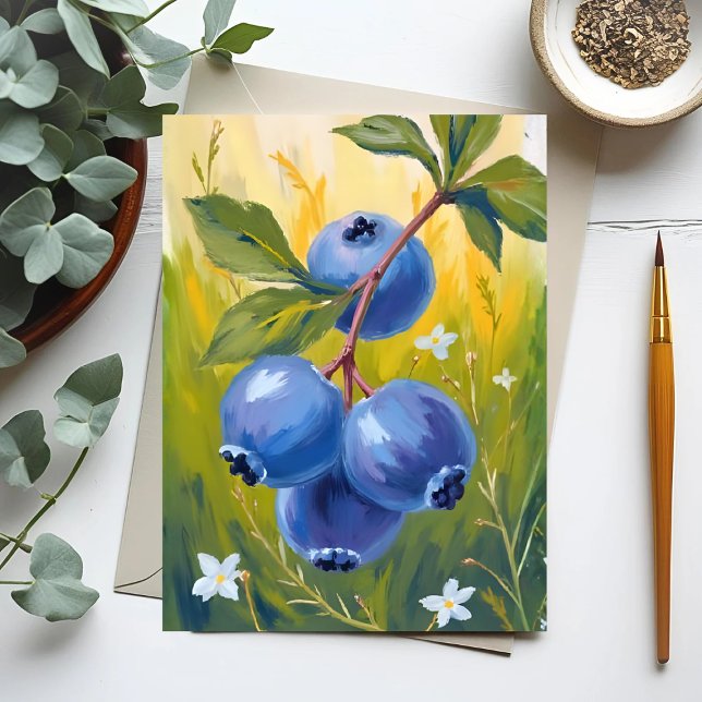 Postal Blueberry Bush | Fruit Watercolor Painting (Subido por el creador)