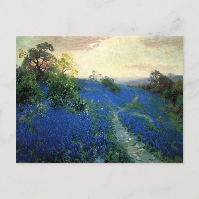 Postal Bluebonnet Field, pintura de Julian Onderdonk (Anverso)