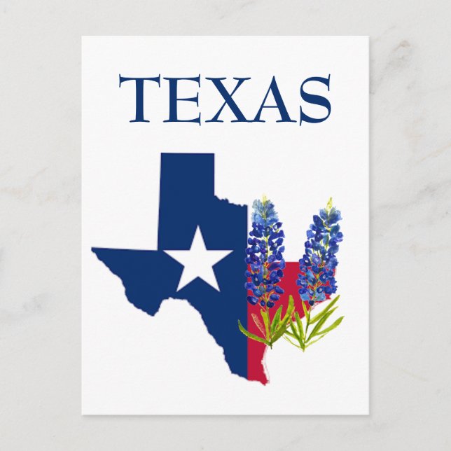 Postal Bluebonnets Texas State Flowe Lupine Watercolor (Anverso)