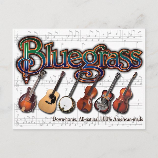 Postal "Bluegrass - 100% de fabricación estadounidense" (Anverso)