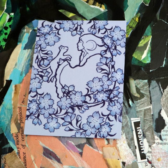 Postal Blues de bruja del gato de la diosa de la luna (Subido por el creador)