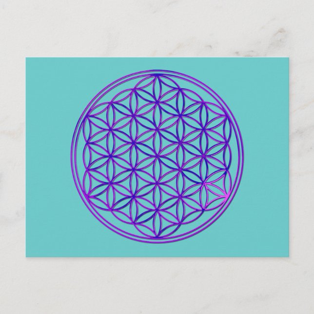 Postal Blume des Lebens / Flor de vida | azul rosa (Anverso)