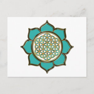 Postal Blume des Lebens Lotus - türkis / transparente