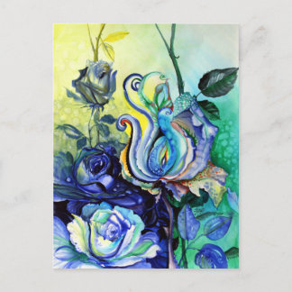 Postal Blumen Rosen Phantasie Aquarellmalerei