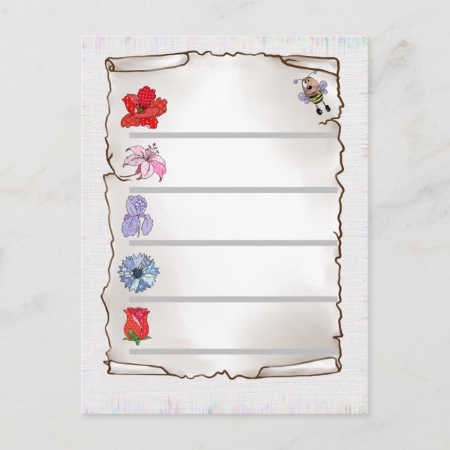 Postal Blumenmerkblatt  (Anverso)